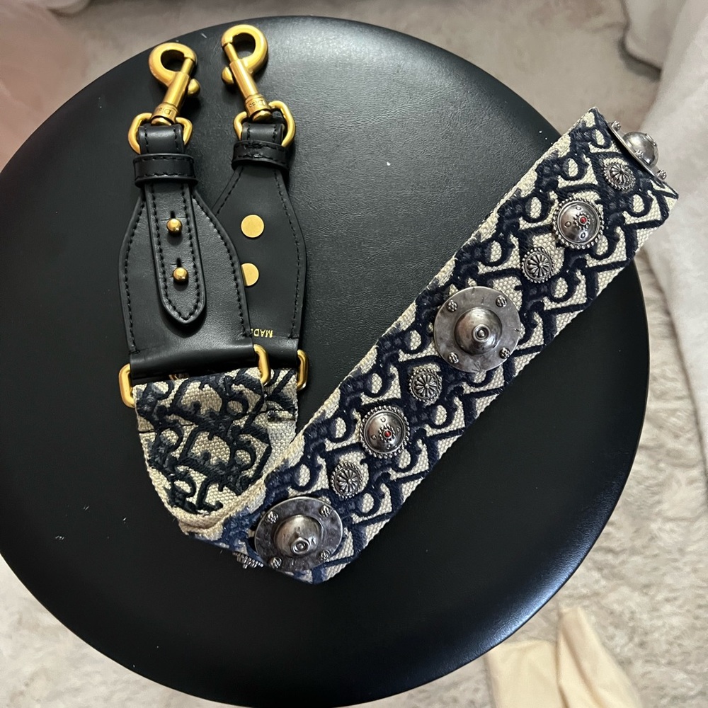 Dior strap with Blue oblique Embroidery